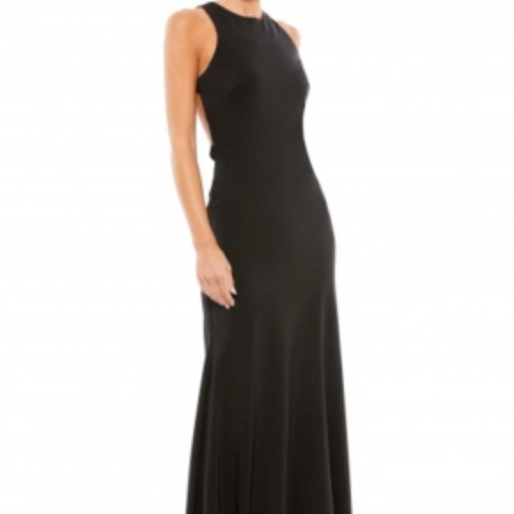 MAC DUGGAL 26262I EXPOSED BACK SEQUIN BOW BLACK GOWN sz 6 - Picture 2 of 7